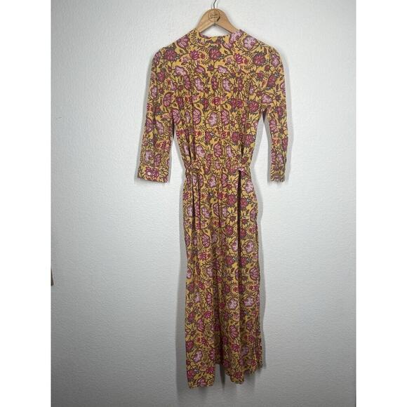 dRA Los Angeles Floral Block Print Maxi Dress Medium Tie Waist Anthropologie - Picture 5 of 6